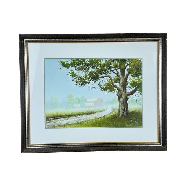 “Morning Fog” Framed Watercolor by Bill Ely 1990 For Sale