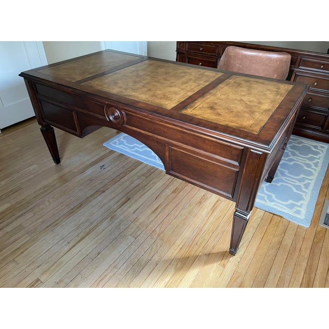 Ethan Allen Buckley Leather Top Executive Desk Chairish