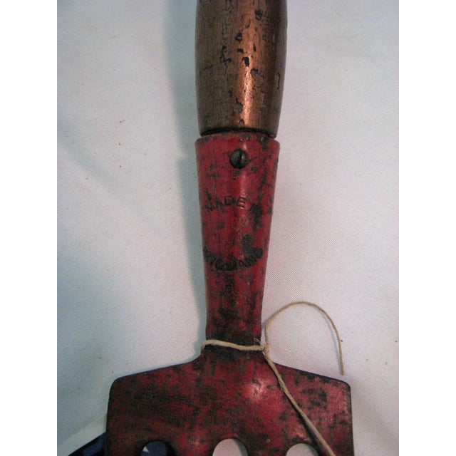 English Antique Wooden Handled Garden Fork Made in England For Sale - Image 3 of 9