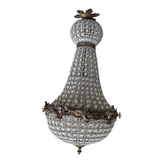 1970s Aged Bronze Chandelier With Cherub Details For Sale