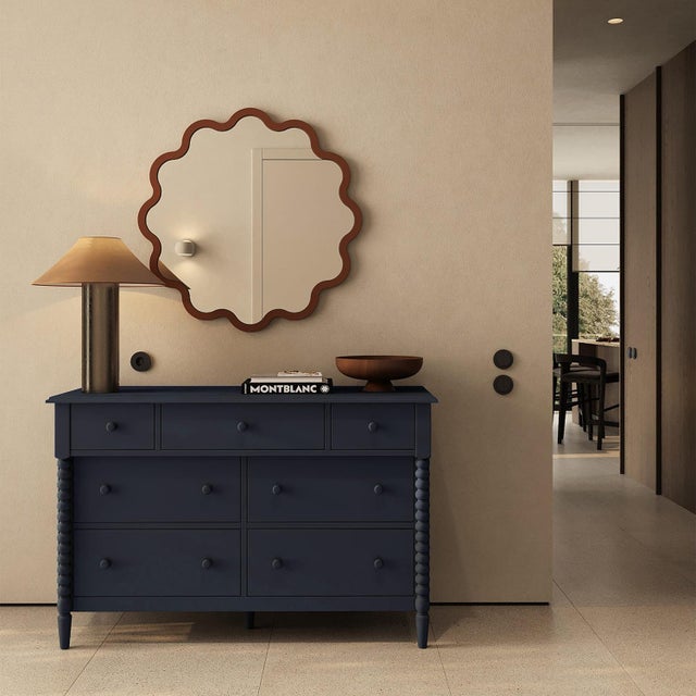 Contemporary Wavy Entryway Hvyli Round 80 Mirror by Oitoproducts For Sale - Image 4 of 18