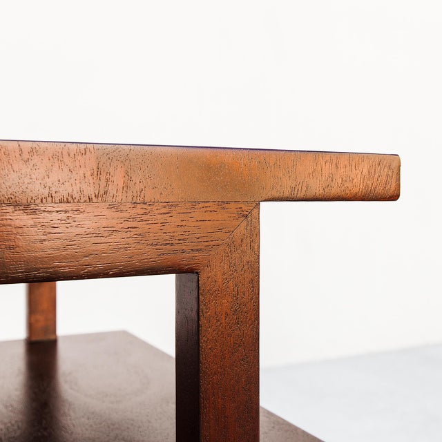1940s Edward Wormley for Dunbar Model 4423 Tiered Mahogany Occasional Table For Sale In Los Angeles - Image 6 of 15