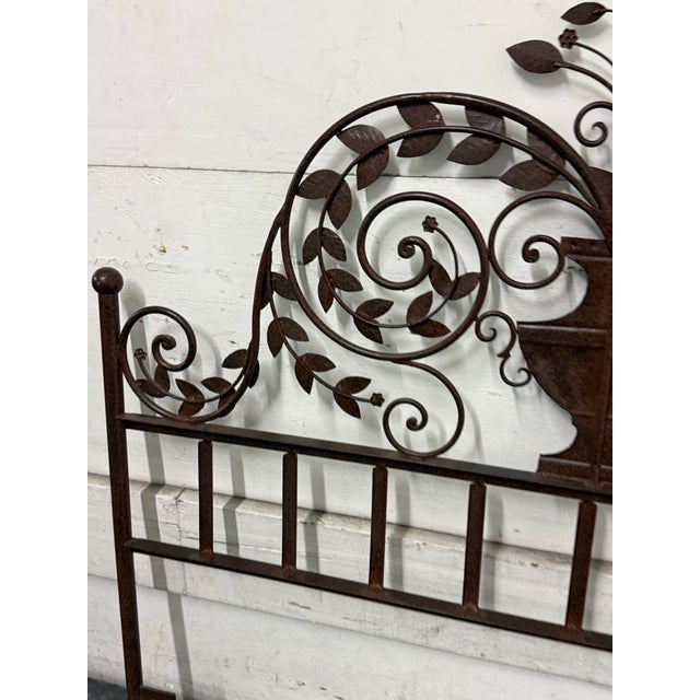 Queen Size Wrought Iron Botanical Scrollwork Headboard For Sale - Image 12 of 12