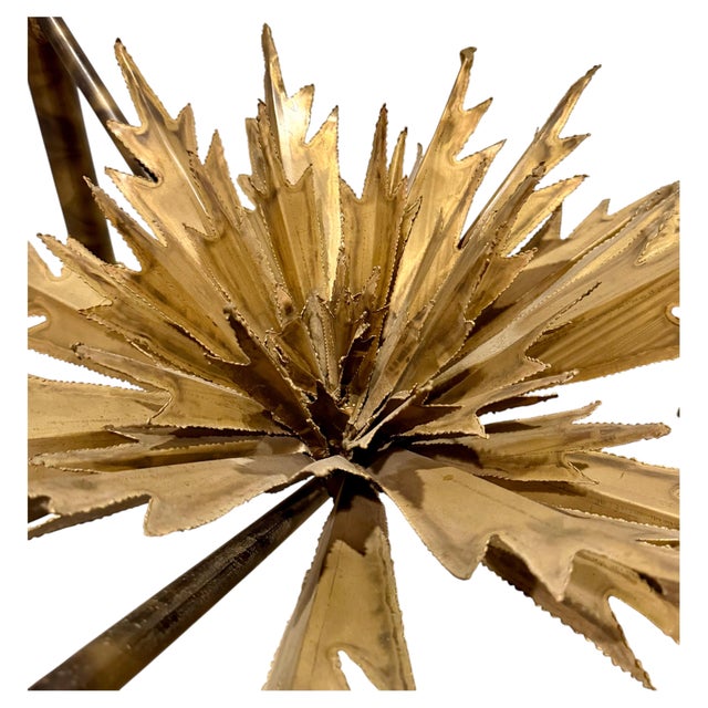 Metal Brutalist Torch‑Cut Sunburst Coffee Table Mid-Century Modern Silas Seandel Style For Sale - Image 7 of 12