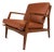 Restored Danish Modern Model 596 Lounge Chair in Beech & Leather Attributed to Lawrence Peabody & Ib Kofod Larsen for Selig, Denmark, C. 1950's For Sale