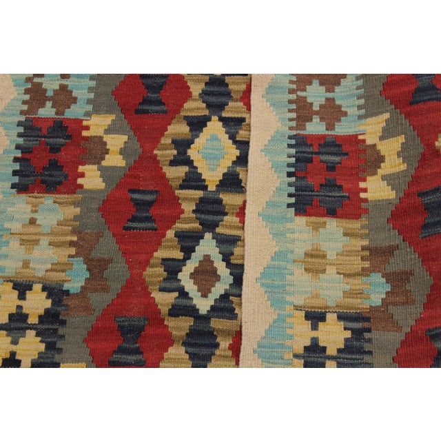 Textile 1990s Kilim Beige Red Wool Rug - 3'3" X 4'11" For Sale - Image 7 of 7