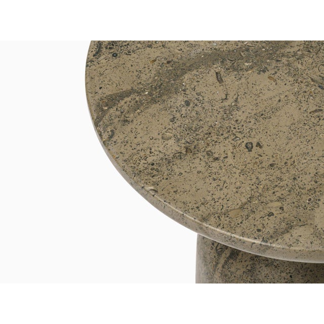 Peso Minimalist Round Side Table in Limestone by Depping & Jørgensen For Sale - Image 6 of 9