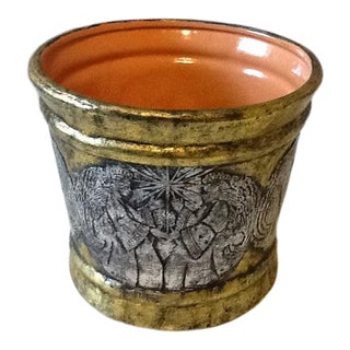 Vintage Silver Angels Gold Ceramic CachePot/Planter For Sale