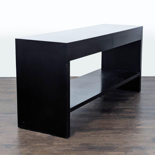 Modern Two Drawer Wood Credenza With Shelf For Sale - Image 3 of 9