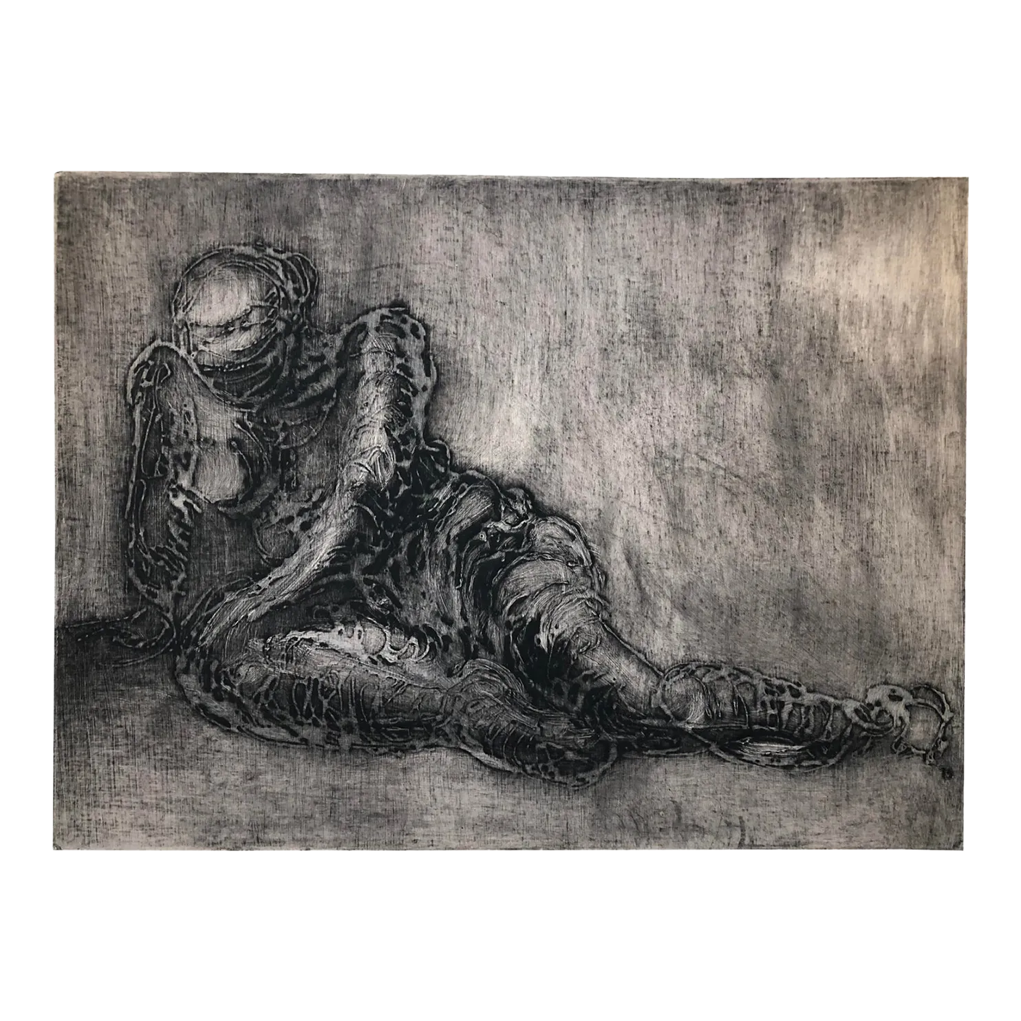Vtg R Hendrickson 裸婦 ヌード プリント 木製額装 アート 1976 Susan Pickens Nude Collograph | Chairish