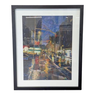 Steven Larson Framed “Pizza at 4am” – Modern Urban Night Scene For Sale