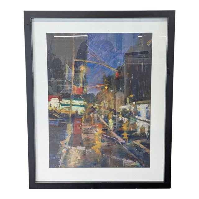 Steven Larson Framed “Pizza at 4am” – Modern Urban Night Scene For Sale