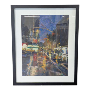 Steven Larson Framed “Pizza at 4am” – Modern Urban Night Scene