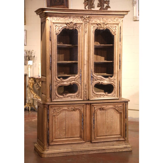 Wood 18th Century French Louis XIV Bleached Oak Buffet Deux Corps From Normandy For Sale - Image 7 of 14