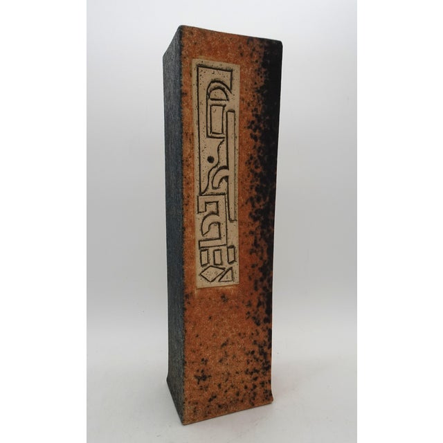 Ceramic Vase with Sandstone Abstract Art Pottery by B. Enianaky for Troika, 1970s, in Very Good conditions. Designed 1970...