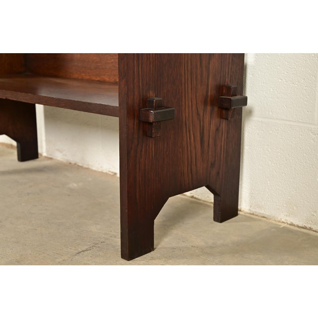 Wood Limbert Style Antique Mission Oak Arts & Crafts Book Trough or Magazine Stand, Newly Refinished For Sale - Image 7 of 11