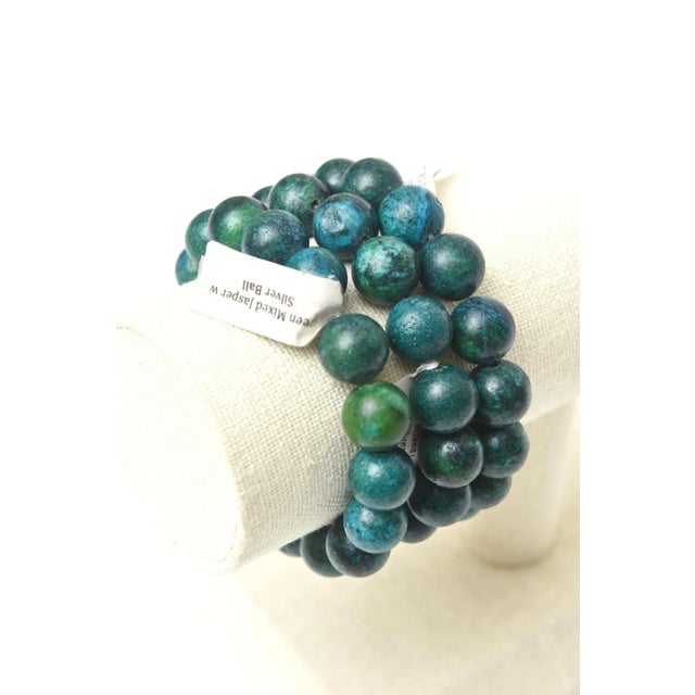 Set of 3 Custom Made Jeweler Turquoise Beaded and Silver Ball Bracelets For Sale - Image 10 of 10