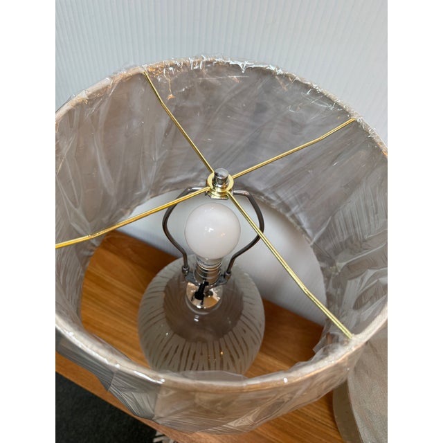 Etched Glass Table Lamps, Pair For Sale - Image 9 of 12