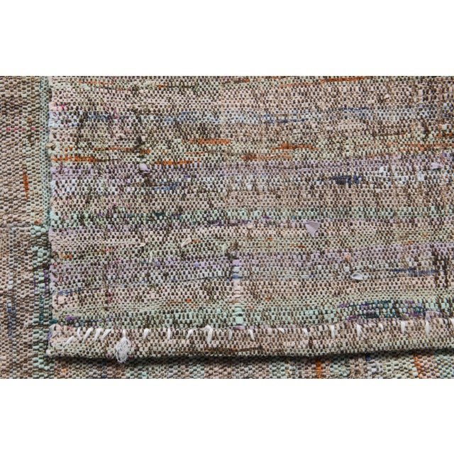 Green Vintage Turkish Hand-Knotted Wool Cotton Green Kilim Runner Rug For Sale - Image 8 of 10