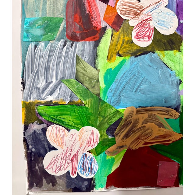 Jim Drain, Colorful Mixed Media Collage Painting Miami Artist Jim Drain Abstract Flowers For Sale In Miami - Image 6 of 15