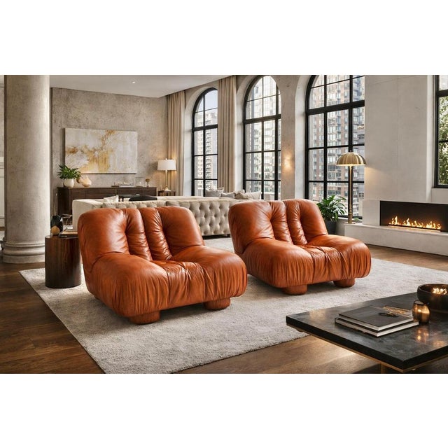 A very rare and striking pair of sculptural lounge chairs designed by giuseppe rossi and produced by rossi di albizzate in...