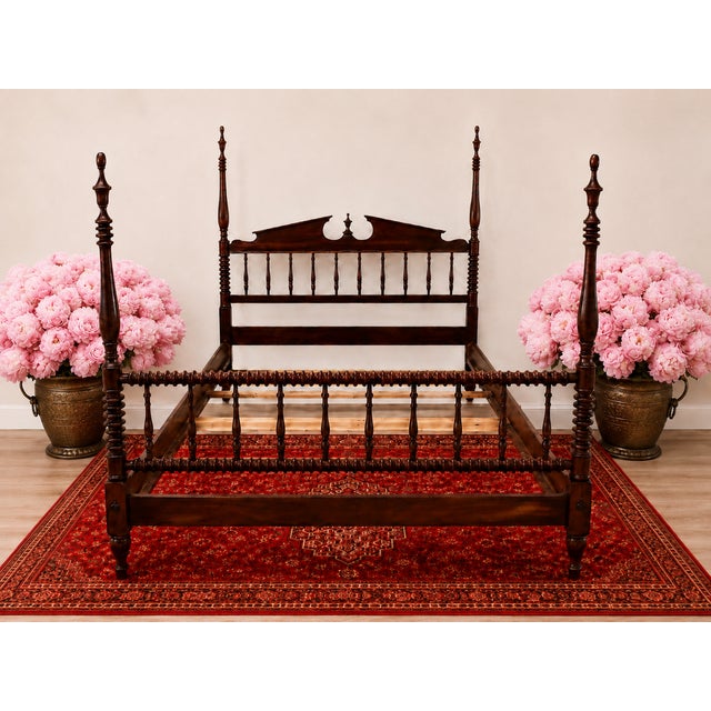 Antique Virginia Estate Walnut Queen Four-Poster Bed With Chippendale-Style Headboard For Sale In Austin - Image 6 of 6