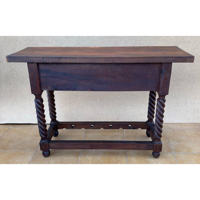 20th Century Catalan Spanish Carved Wood Console Table For Sale - Image 4 of 14