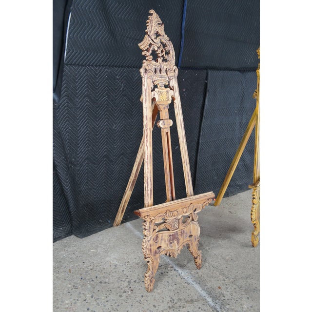 Late 20th Century Baroque Rococo Revival Mahogany Artist Easel Adjustable Art Painting Display 64" For Sale - Image 4 of 11