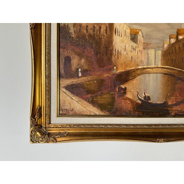 L. Costello Venetian Scene Oil on Canvas Painting, Framed For Sale In Miami - Image 6 of 10