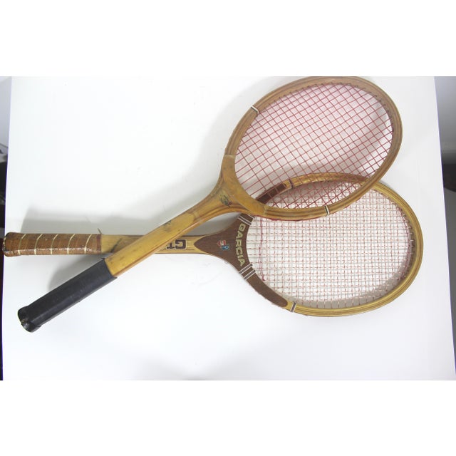 Curated Set of Antique Sport Tennis Rackets for Designer Decorating Wood Racquet Set of Two Sports Equipment Memorabilia For Sale - Image 11 of 11