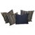 Folk Art Collection of Four 19Thc Striped Blue and White Linen Pillows For Sale - Image 3 of 6