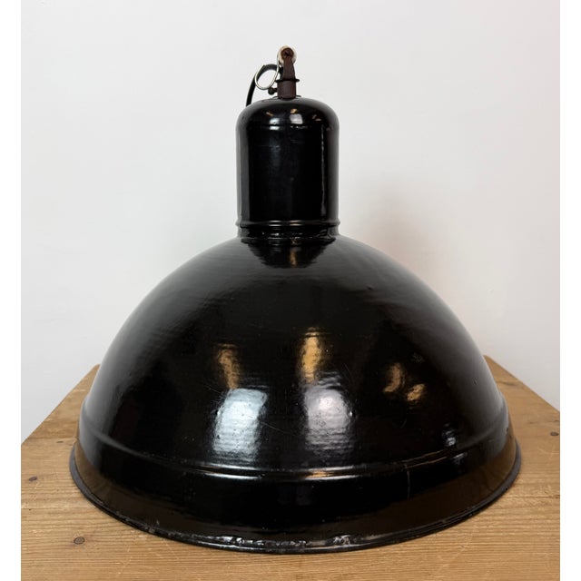 Industrial Black Enamel Factory Pendant Lamp, 1950s For Sale - Image 13 of 18