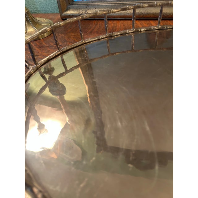 1970’s Large Brass Faux Bamboo Gallery Tray For Sale - Image 9 of 11