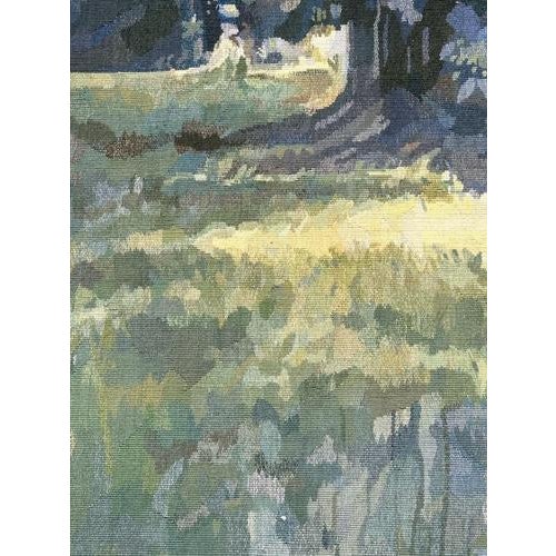 Green French Impressionist Tapestry with Forest Motif in the style of Aubusson, 1960s For Sale - Image 8 of 18