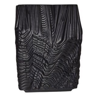 Vintage Flower Vase in Black Bisque Porcelain by Martin Freyer for Rosenthal, 1970s For Sale