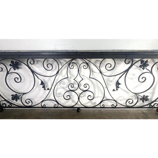 Black Spanish Wrought Iron Console W/ Sectioned Slated Top C. 1920 For Sale - Image 8 of 16