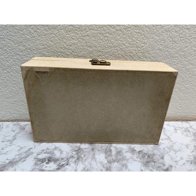 Mid-Century Velvet Lined Jewelry Box With Gold Accents For Sale - Image 9 of 10