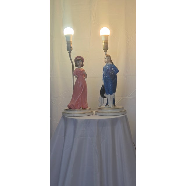 Vintage Pinkie & Blue Boy Figural Table Lamps – Matching Pair For Sale - Image 14 of 17