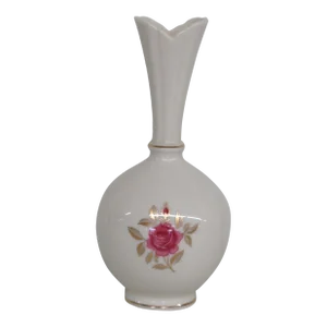 Lenox Porcelain Roselyn Rhodora White Pink Rose With Gold Trim Vase