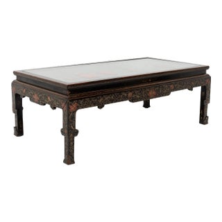 Chinese Painted Coffee Table With Stone Inlay, Century 1900 For Sale