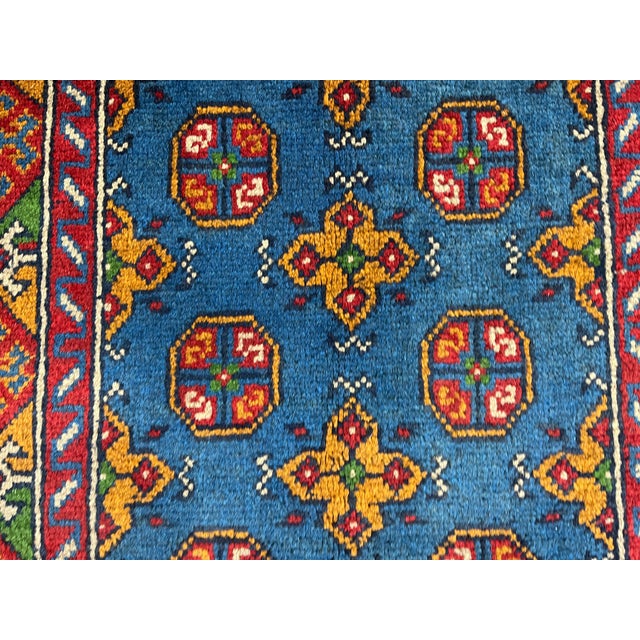 Blue Blue Tribal Oriental Wool Runner Rug With Geometric Medallions, 2'7" X 6'8" For Sale - Image 8 of 15