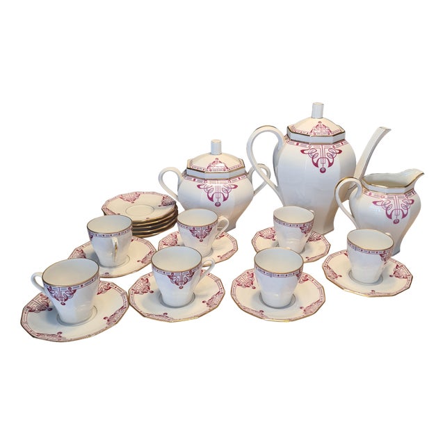 Art Nouveau Coffee Service by BRP Bernardaud & Raynaud for Limoges, 1900, Set of 21 For Sale