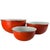 Mid-Century Modern Vintage 1960s Orange Enamel Mixing Bowls Set 3 • Mid Century Enamelware For Sale - Image 3 of 7