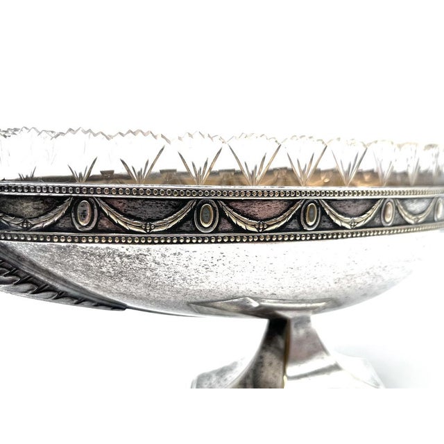 Antique Art Deco Silver-Plated Jardinière with Crystal Insert from WMF, Germany, 1930s For Sale - Image 15 of 18