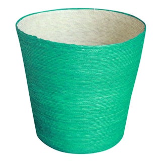 Palm Handwoven Basket in Green For Sale
