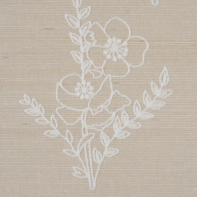 Schumacher Schumacher Lisbeth Embroidered Sisal Wallcovering In Pearl For Sale - Image 4 of 6