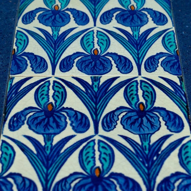 Pair of Custom Marble & Tile Top Tables With Maw & Co Tiles, 1880-90 For Sale - Image 4 of 6