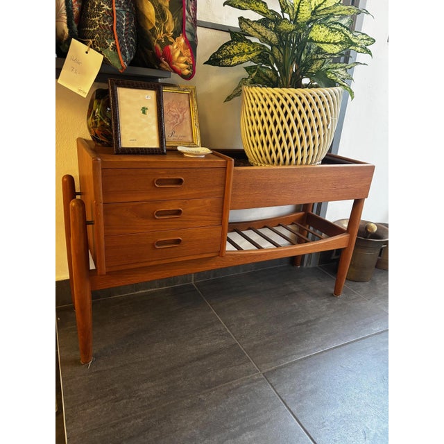 Mid-Century Arne Wahl Iversen Flower Stand 1961, with 3 small drawers, a flower tray and a shelf Good condition for its...