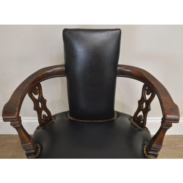 Wood Romweber Viking Oak Vintage Captains Armchair For Sale - Image 7 of 13
