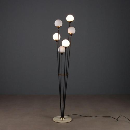 Vintage Floor Lamp in Marble and Brass, 1960s For Sale - Image 5 of 11